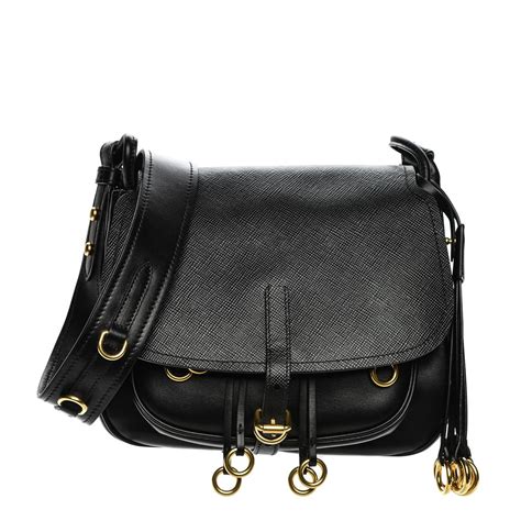 prada corsaire shoulder bag saffiano cuir nero|PRADA Saffiano Cuir Calf Corsaire Bag Nero Black.